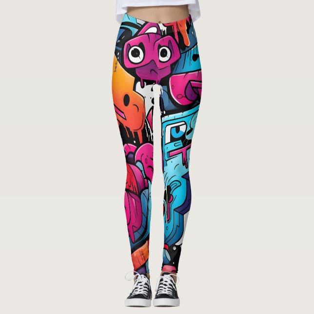 Urban Graffiti Street Art Stänk Leggings (Framsida)