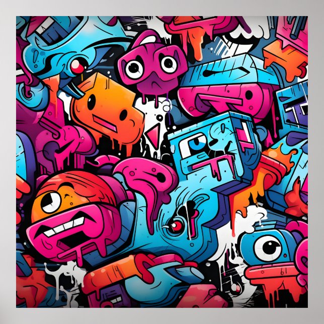 Urban Graffiti Street Art Stänk Poster (Framsidan)