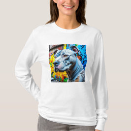Urban Graffiti Street Art White Pitbull Älskare T Shirt
