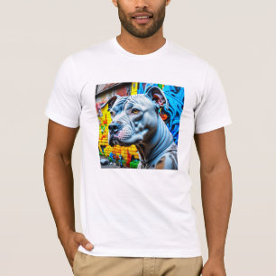 Urban Graffiti Street Art White Pitbull Älskare T Shirt