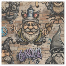 Urban Graffiti Tomtar Mönster Tyg