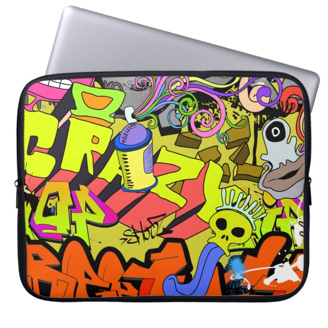 Urban Graffiti: Vintage Art Wall Laptop Fodral (Framsidan)