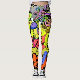Urban Graffiti: Vintage Art Wall Leggings