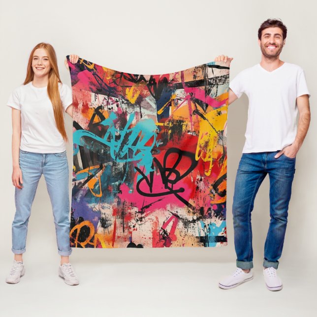 Urban graffitiekollage med djärva färger  Måla Fleecefilt (På plats)