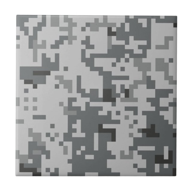 Urban Grått Pixel Camo mönster Kakelplatta (Framsidan)