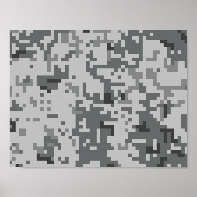 Urban Grått Pixel Camo mönster Poster (Framsidan)