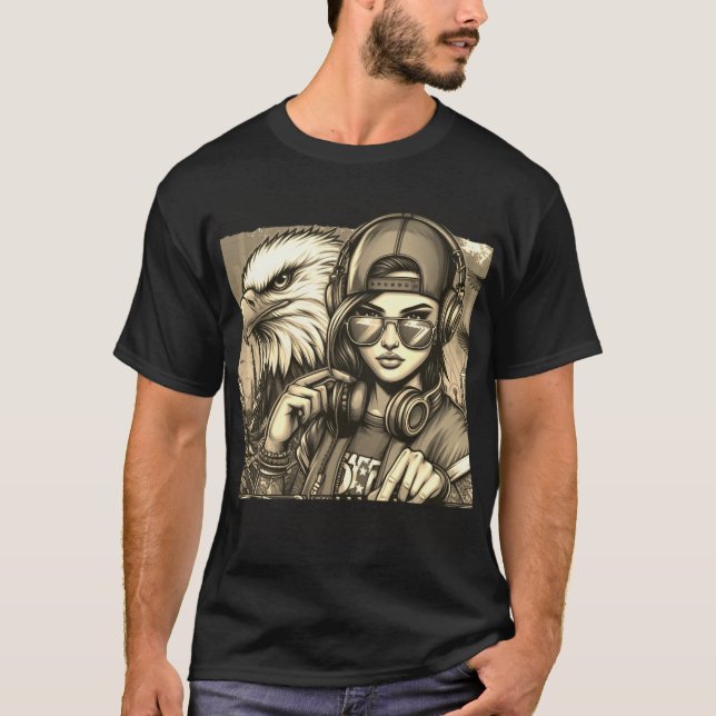 Urban grit möter häftigt fokus - insamlingen av Bl T Shirt (Framsida)