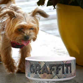 Urban Grunge Grått Brick Pet Bowl