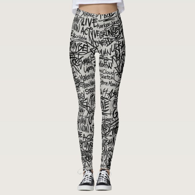 Urban Grunge Klotter Leggings (Framsida)