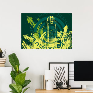 Urban Grunge Y2K Abstrakt Cyberpunk Stad Poster