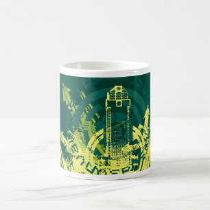 Urban grunge Y2K Abstrakt cyberpunkstad Kaffemugg