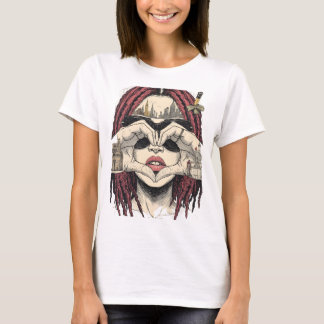 Urban Heart Vision: Rosa Dreadlocks, Stadssilhuett T Shirt