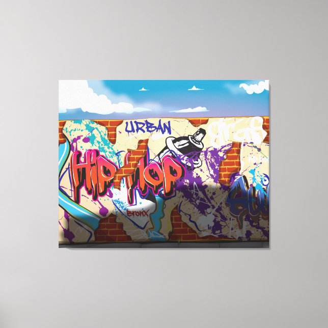 Urban Hip Hop Graffiti-vägg. Canvastryck (Framsida)