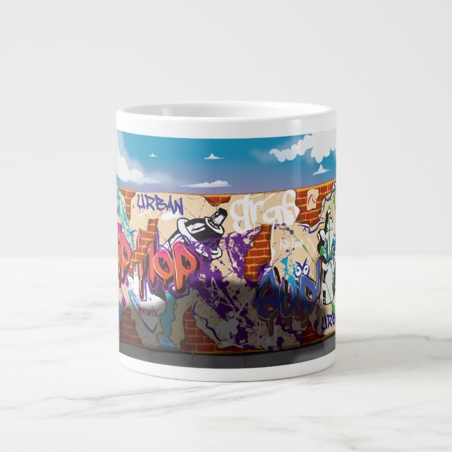 Urban Hip Hop Graffiti-vägg. Jumbo Mugg (Framsidan)