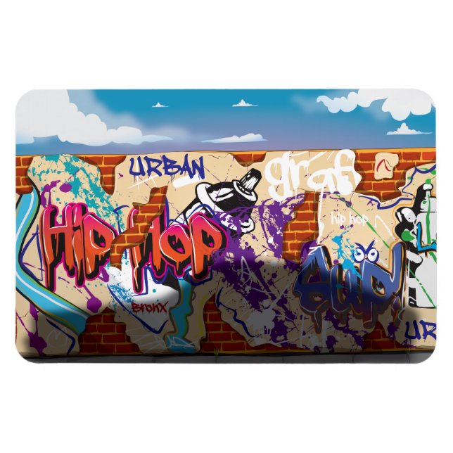 Urban Hip Hop Graffiti-vägg. Magnet (Horisontell)