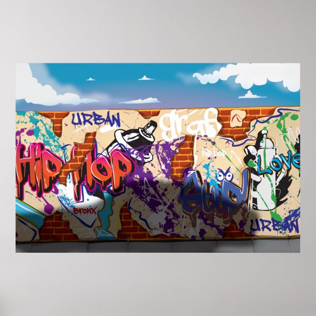 Urban Hip Hop Graffiti-vägg. Poster (Framsidan)