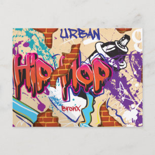 Urban Hip hop Graffiti Wall. Vykort