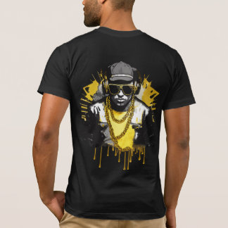 Urban Hip Hop Guld Gatustil Porträtt T Shirt