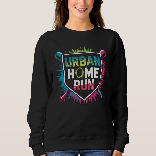Urban Home Run Baseball T-Shirt Design, Färgrik S (Framsida)