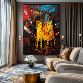 Urban Inferno - Expressionist Cityscape i Chaos Poster