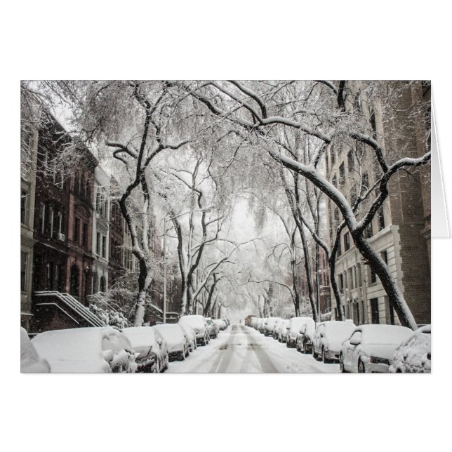 Urban jul Snö i Brooklyn NY Hälsningskort (Framsidan Horizontal)