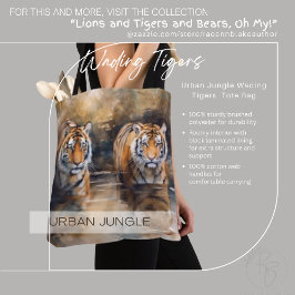 Urban Jungle Wading Tigers Tote Bag Tygkasse