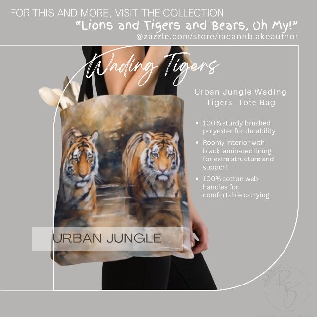 Urban Jungle Wading Tigers Tote Bag Tygkasse (Skapare uppladdad)