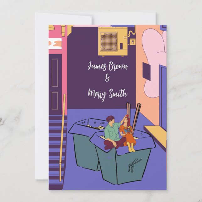 Urban Kärlek Graffiti Walls, Noodle Boxes Bröllop Inbjudningar (Framsida)