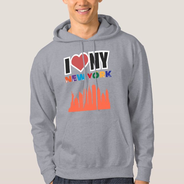 Urban Kärlek NYC Skyline Graphic Hoodie (Framsida)