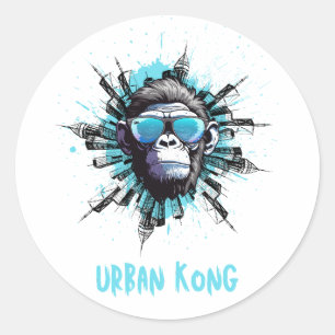 Urban Kong - Coola Gorilla med Sunglasses Street A Runt Klistermärke