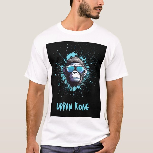 Urban Kong Gorilla Design – Blue & Black Streetwea T Shirt (Framsida)