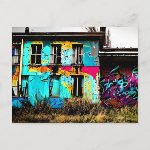 Urban konst Övergiven Graffiti Byggnad Vykort