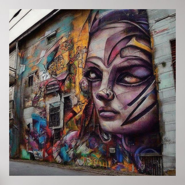 Urban konst på övergiven byggnad poster (Framsidan)