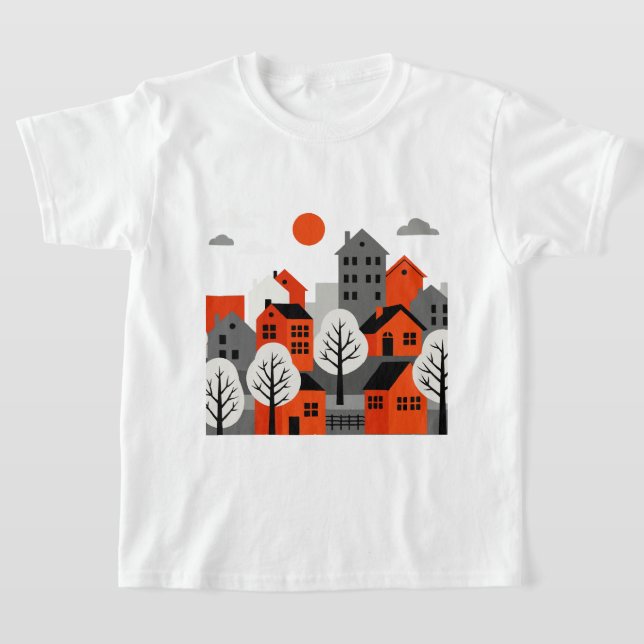 Urban landscape in a modern and minimalist style t shirt (Laydown)