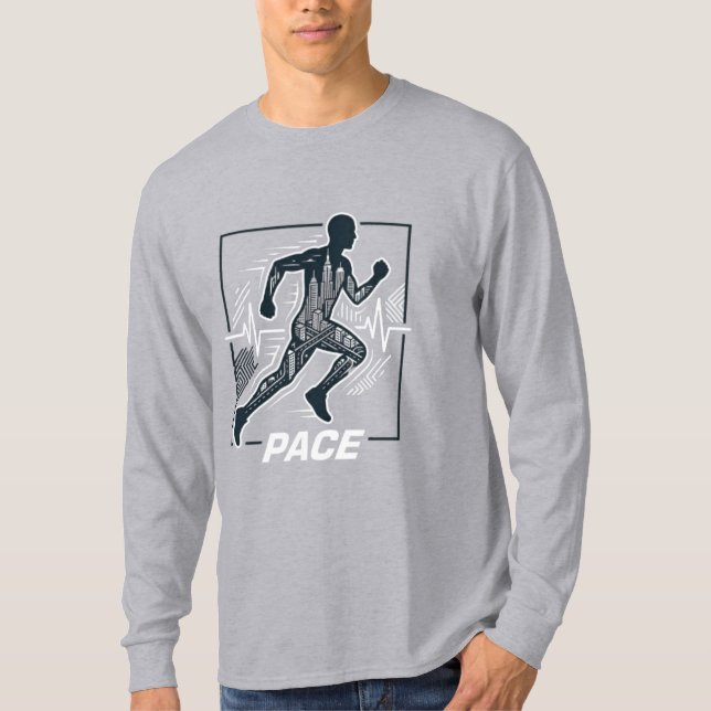 Urban löpares siluett i tempo t shirt (Framsida)