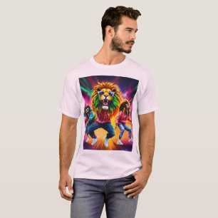 Urban Majesty: Geometric Lejon Graffiti T-Shirt De