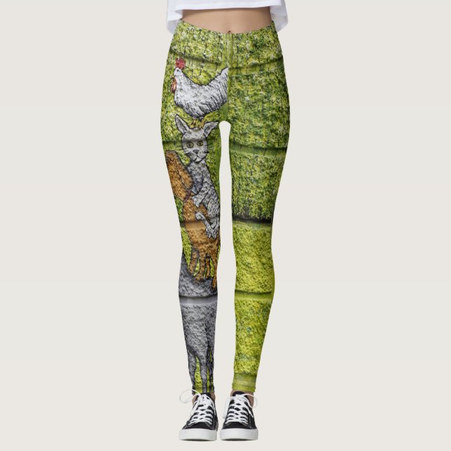 "Urban Menagerie Leggings: Graffiti Animal Parad" Leggings (Framsida)