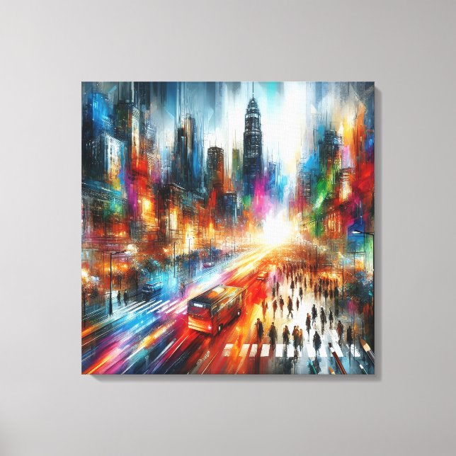 Urban Mirage: Abstrakt Cityscape Canvastryck (Framsida)