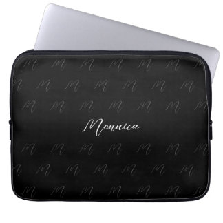 Urban Monogram Svart Elegant Skriftstil Laptop Fodral