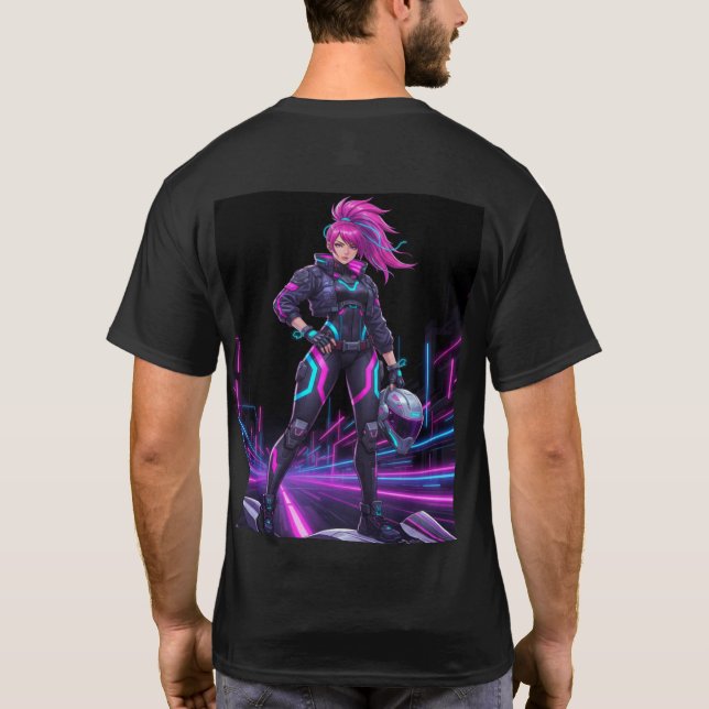 Urban Myth Engine – Cyberpunk Machine Legend T Shirt (Baksida)