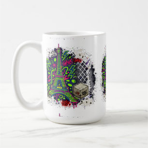 Urban Neon Graffiti Eiffeltornet Kaffemugg