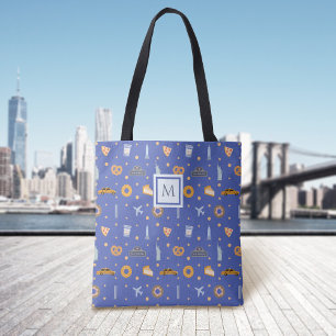 Urban New York City Mönster Royal Blue Monogram Tygkasse