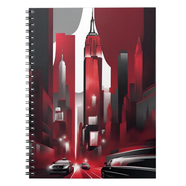 Urban Noir Notebook - Modern Cityscape i fetrött r Anteckningsbok (Framsidan)