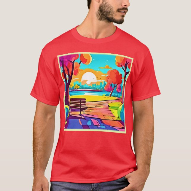 Urban Oasis Sunset Panorama T Shirt (Framsida)