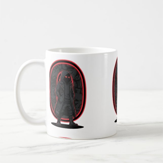 Urban Phantom Mörk Techwear Huva Figur Gatubruk Kaffemugg (Vänster)