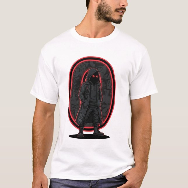 Urban Phantom Mörk Techwear Huva Figur Gatumode T Shirt (Framsida)