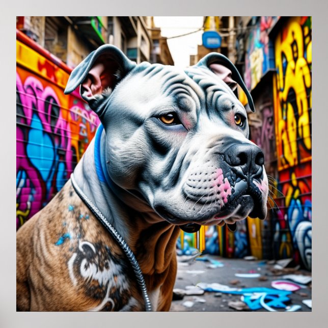 Urban Pitbull City Street Art Graffiti Poster (Framsidan)