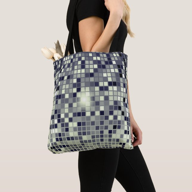 Urban Pixel Grid Abstrakt Mönster Toteväska Tygkasse (Närbild)