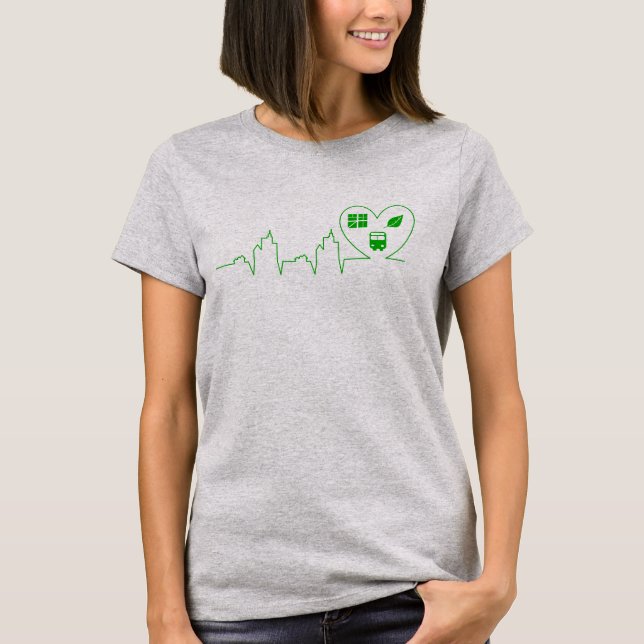 Urban Planner Heartslag (mörk grönt) T Shirt (Framsida)