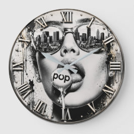 Urban Pop Art City Skyline Women Sunglasses Stor Klocka